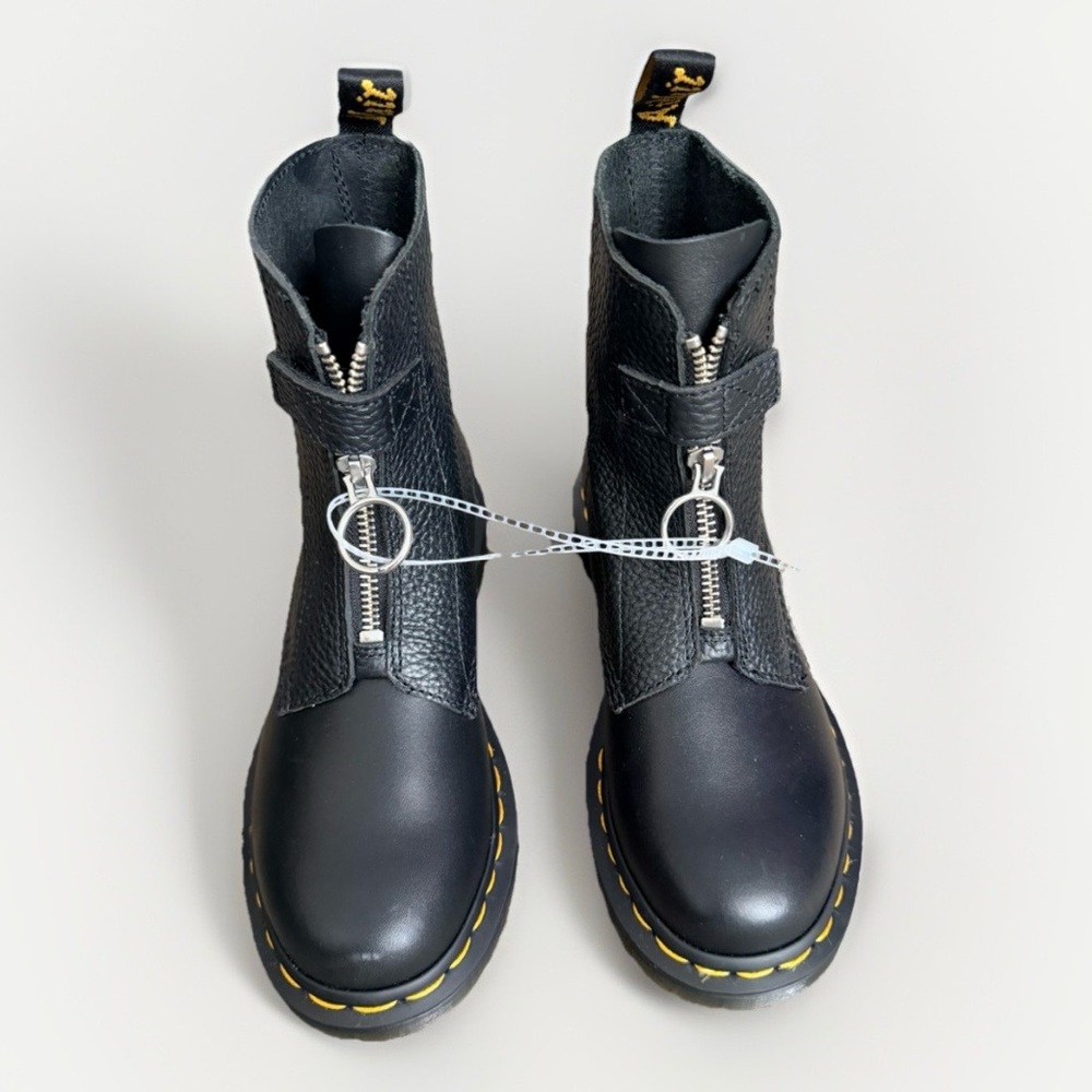 New No Box Dr. Martens Black Ankle Boots with Yellow Stitching